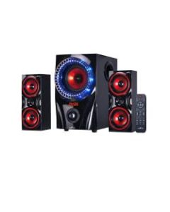 BeFree Sound 2.1 Channel Bluetooth Surround Sound Speaker System, Red/Black