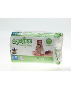 DryTime Disposable Training Pants, Large, 32 - 40 Lb, White, 15 Training Pants Per Bag, Case Of 8 Bags