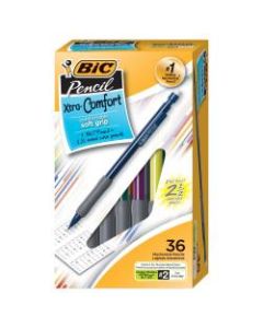 BIC Xtra Comfort Mechanical Pencils, Medium Point, 0.7 mm, #2 Medium, Assorted Barrel Colors, Pack Of 36