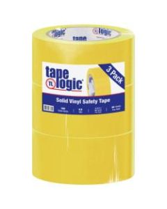 BOX Packaging Solid Vinyl Safety Tape, 3in Core, 2in x 36 Yd., Yellow, Case Of 3