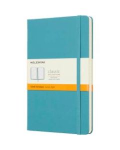 Moleskine Classic Hard Cover Notebook, 5in x 8-1/4in, Ruled, 120 Sheets, Reef Blue