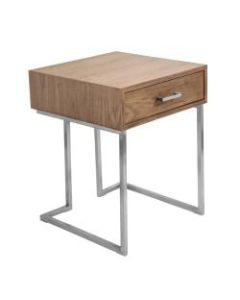 Lumisource Roman Contemporary End Table, Walnut/Stainless Steel