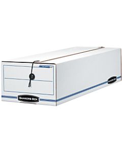 Bankers Box Liberty Corrugated Storage Boxes, 7 1/2in x 9in x 24 1/4in, 65% Recycled, White/Blue, Case Of 12