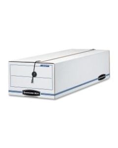 Bankers Box Liberty Corrugated Storage Boxes, 6 1/4in x 9 3/4in x 23 3/4in, 65% Recycled, White/Blue, Case Of 12
