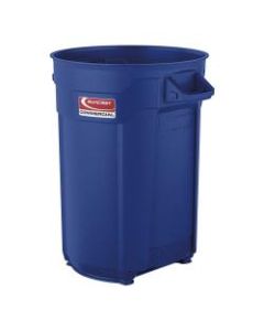 Suncast Commercial Round Resin Utility Trash Can, 44 Gallons, 32inH x 28-7/16inW x 24inD, Blue Recycle