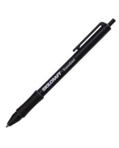 SKILCRAFT EconoGard Retractable Ballpoint Pens With Antimicrobial Protection, Medium Point, Black Barrel, Black Ink, Pack Of 12
