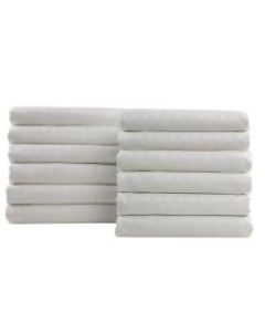 1888 Mills Lotus Satin Stripe King Fitted Sheets, 78in x 80in x 15in, White, Pack Of 12 Sheets