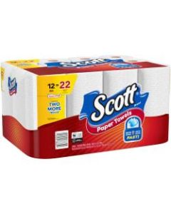 Scott Choose-A-Sheet Paper Towels - Mega Rolls - 1 Ply - 102 Sheets/Roll - White - Perforated, Absorbent - For Home, Office, School - 12 / Pack