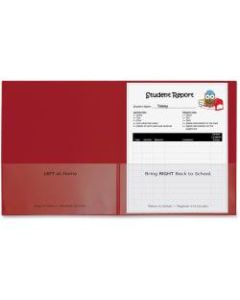C-Line Classroom Connector Letter Report Cover - 8 1/2in x 11in - 2 Internal Pocket(s) - Polypropylene - Red - 25 / Box