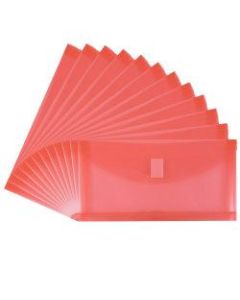 JAM Paper #10 Plastic Envelopes, Hook and Loop Closure, Red, Pack Of 12