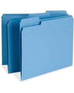 Business Source 1/3 Tab Cut Letter Recycled Top Tab File Folder - 8 1/2in x 11in - Top Tab Location - Assorted Position Tab Position - Blue - 10% - 100 / Box