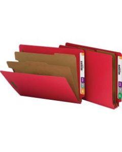 Nature Saver End-Tab Classification Folders, Letter Size, 2 Dividers, 100% Recycled, Red, Box Of 10