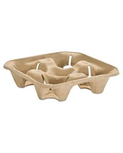 Chinet StrongHolder 4-Cup Tray, 1 3/4inH x 8 1/2inW x 8 1/2inD, Beige