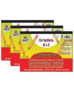 Pacon Multi-Sensory Raised Ruled Tablets, 10-1/2in x 8in, 40 Sheets, White, Pack Of 3 Tablets