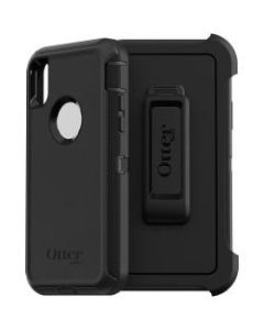 OtterBox Defender Carrying Case (Holster) Apple iPhone X, iPhone XS Smartphone - Black - Drop Resistant, Dust Proof Port, Dirt Resistant Port, Lint Resistant Port, Impact Resistant - Belt Clip