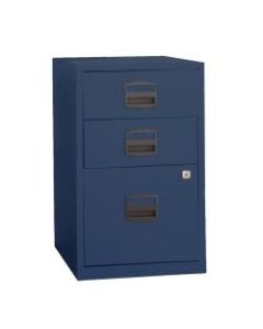 Bisley 14-13/16inD Vertical 3-Drawer Under-Desk Storage Cabinet, Metal, Navy