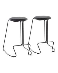LumiSource Finn Counter Stools, Black Seat/Black Frame, Set Of 2 Stools