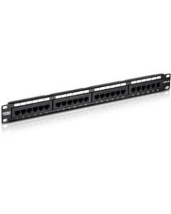 TRENDnet 24-Port Cat5-5e RJ-45 UTP Unshielded Patch Panel, Wallmount or Rackmount, 100Mhz, Color-Coded Labeling, Cat5,Cat5e,Cat4,Cat3 Compatible, 1U Rackmount, Black, TC-P24C5E - Cat5/5e 24-port Unshielded Patch Panel