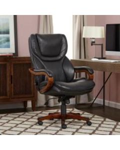 Serta Big And Tall Bonded Leather High-Back Office Chair, Black/Dark Redwood