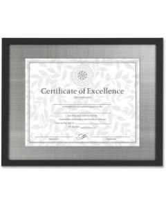 Dax Burns Group Metal Mat Certificate Frame - 14in x 11in Frame Size - Rectangle - Desktop - Brushed Pewter - 1 Each - Wood, Metal - Black