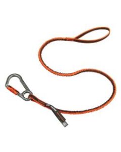 Ergodyne Squids 3108F(x) Single Locking Carabiner Tool Lanyards, 15 Lb, 48in, Orange/Gray, Pack Of 6 Lanyards