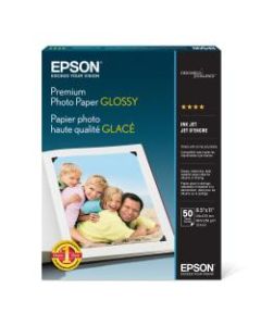 Epson Premium Glossy Photo Paper, Letter Size (8 1/2in x 11in), Pack Of 50 Sheets