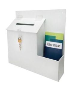 Deflecto Suggestion Storage Box With Lock, 13in x 13 13/16in x 3 5/8in, White