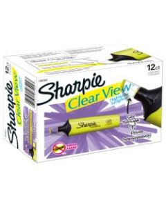 Sharpie Clear View Tank Highlighters, Chisel Point, Yellow, Pack Of 12