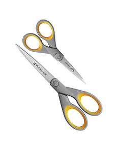 Westcott Titanium Bonded Scissors, Pointed, Gray/Yellow, Pack Of 2