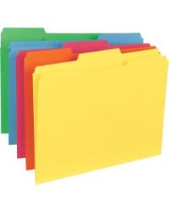 Business Source 1/3 Tab Cut Letter Recycled Classification Folder - 8 1/2in x 11in - Top Tab Location - Assorted Position Tab Position - Stock - Blue, Green, Red, Orange, Yellow - 10% - 100 / Box