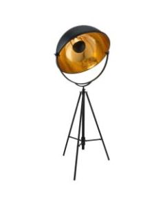 Zuo Modern Vauxhall Floor Lamp, 80-5/16inH, Antique Black And Brass Shade/Antique Black Base