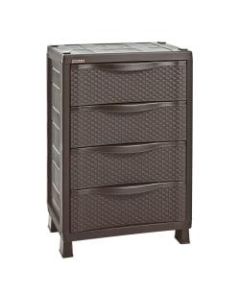 Inval 32inH 4-Drawer Rattan Storage Cabinet, Brown