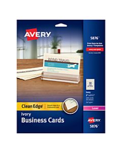 Avery Laser Clean Edge Two-Side Printable Business Cards, 2in x 3 1/2in, Ivory, Pack Of 200