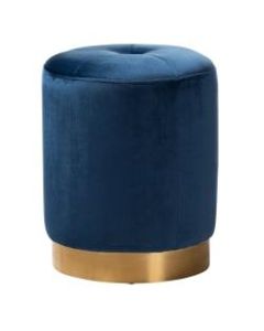 Baxton Studio Glam Velvet Upholstered Ottoman, Navy Blue/Gold