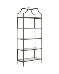 Sauder International Lux 71inH 5-Shelf Bookcase, Bronze/Glass