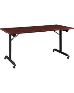 Lorell Mobile Folding Training Table, 29-1/2inH x 63inW x 29-1/2inD, Black/Brown