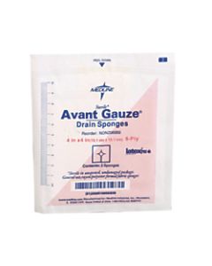 Avant Sterile Gauze Drain Sponge, 4in x 4in, White, Case Of 600