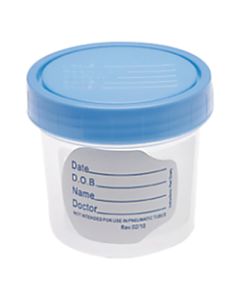 Medline Specimen Container, 4 Oz., Blue/Clear, Case Of 100