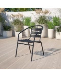 Flash Furniture Metal Slat-Back Restaurant Stack Chair, 28-1/2inH x 21-1/2inW x 24inD, Black