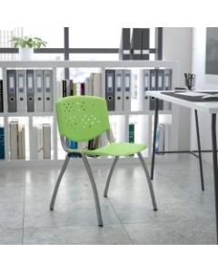 Flash Furniture HERCULES Series Plastic Stack Chair With Titanium Frame, Green/Gray