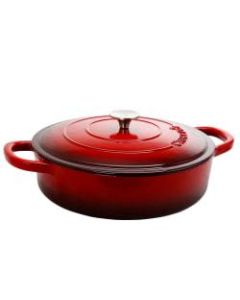 Crock-Pot Artisan Enameled Cast Iron Round Braiser Pan With Lid, 5 Qt, Scarlet Red