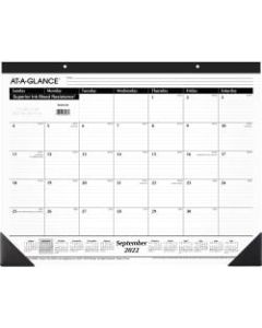 At-A-Glance 16-Month Monthly Desk Pad - Academic - Julian Dates - Monthly - 1.3 Year - September 2020 till December 2021 - 1 Month Single Page Layout - 22in x 17in White Sheet - 2.88in x 2.38in Block - Headband - Desk Pad - Poly, Paper - Black