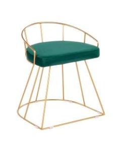 LumiSource Canary Vanity Stool, Green Seat/Gold Frame
