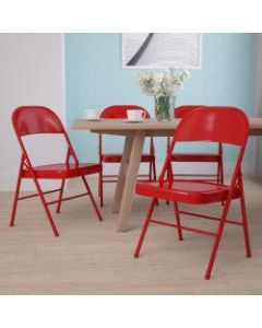 Flash Furniture HERCULES Metal Double-Braced Folding Chair, Red