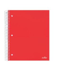 Office Depot Brand Stellar Poly Notebook, 8-1/2in x 11in, 3 Subject, College Ruled, 150 Sheets, Red