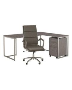 kathy ireland Office by Bush Business Furniture Method 72inW L Shaped Desk with Mobile File Cabinet and High Back Office Chair, Cocoa, Standard Delivery