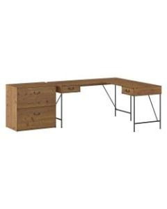 Kathy Ireland Home by Bush Furniture Ironworks 60inW L-Shaped Writing Desk With 2-Drawer Lateral File Cabinet, Vintage Golden Pine, Standard Delivery