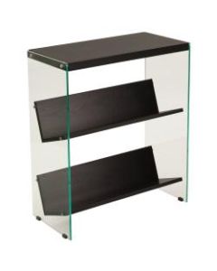 Flash Furniture 28inH 3-Shelf Glass Frame Bookcase, Dark Ash