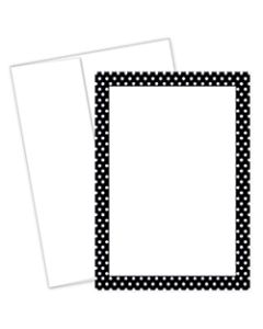 Great Papers! Flat Card Invitation, 5 1/2in x 7 3/4in, 127 Lb, Polka Dot Border, Black/White Pack Of 20