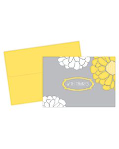 Great Papers! Thank You Cards, 4 7/8in x 3 3/8in, Sunny Flowers, Gray/Yellow, Pack Of 24